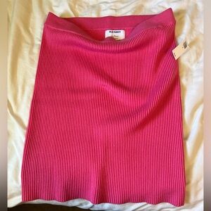 Old Navy Pink Ribbed Midi Pencil Skirt